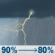 Sunday: Showers and thunderstorms before 5pm, then rain. Mostly cloudy. High near 60, with temperatures falling to around 57 in the afternoon. Southwest wind 9 to 13 mph, with gusts as high as 22 mph. Chance of precipitation is 90%. New rainfall amounts between a tenth and quarter of an inch possible. Sunday: Showers And Thunderstorms